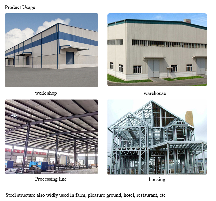 Steel Structure Workshop Warehouse Hangar House with Wide Span H Beam and I Beam Posts
