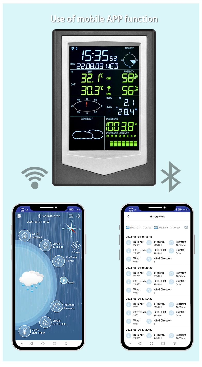 Household Wireless Weather Station With Solar Color Screen Temperature And Humidity Sensor