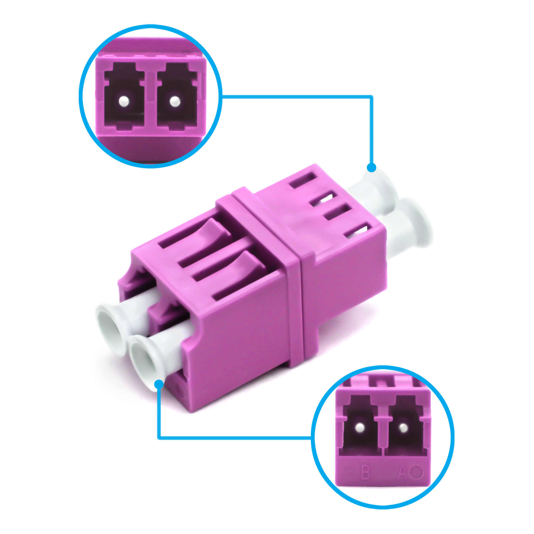 4g Network LC PC OM4 Multimode Duplex Optic Fiber Adapter with 0.2dB Insertion Loss