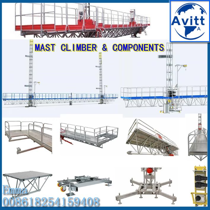 High Rise MC Single Mast Portable Telescoping Adjustable Work Platform Lift Materials and People