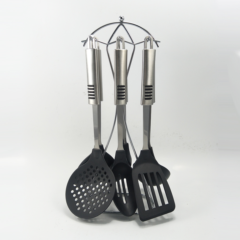 Nylon Kitchen Utensils Set with Rotating Stand and Multi-functional Kitchen Gadgets
