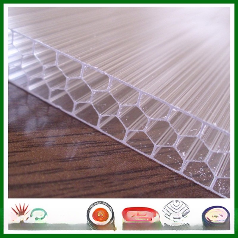 Fire Retardation PC Honeycomb Hollow Sheet With Colored Polycarbonate Panel