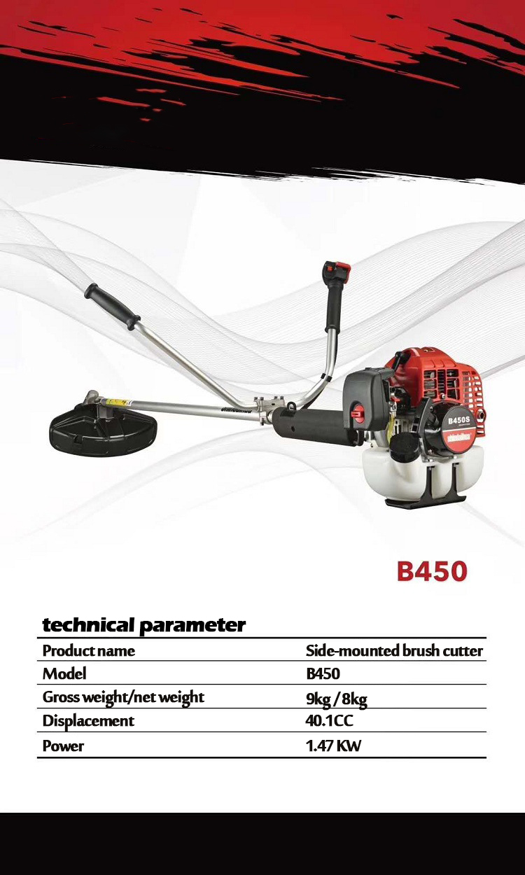 45cc Gasoline Brush Cutter 1.25kw Gas Grass Trimmer Petrol Grass Cutter 1650mm