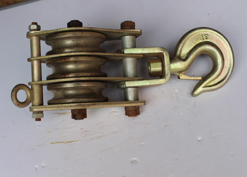 THREE WHEELS 30KN STEEL PULLEY BLOCK SNATCH BLOCK FOR ROPE PULLING