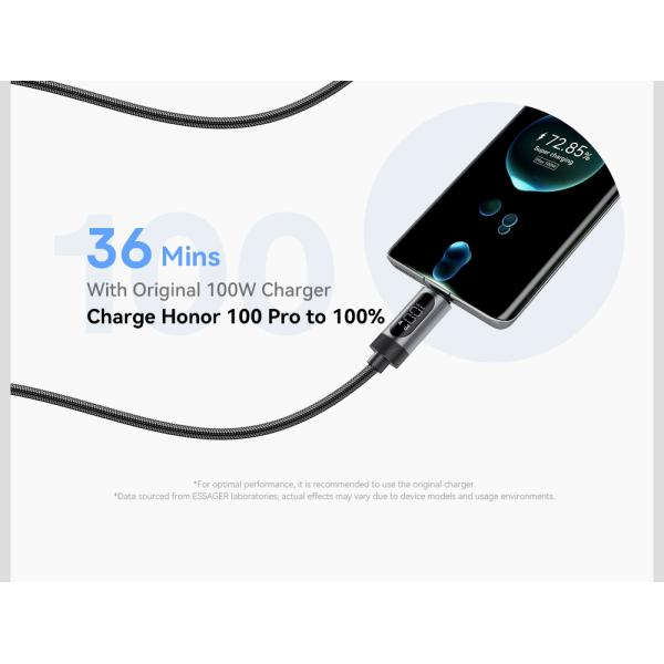 ESSAGER ES-X64 Series 7A LED Display USB Charing Data Cable USB to Type C