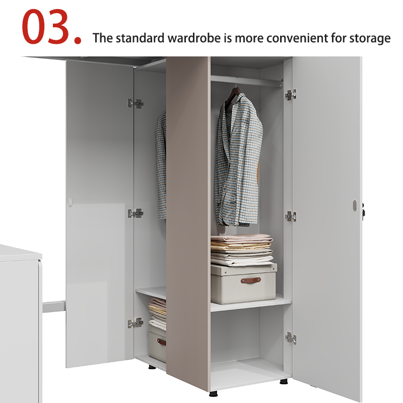 customization university dormitory apartment bed and table dormitory bed with desk wardrobe lntegrated bed and cabinet