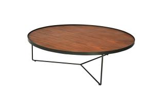 Customized Round Metal Frame Coffee Tables Steady Solid Wood Coffee Table