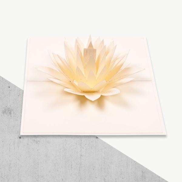 Quality Offset Printing 3D Pop Up Greeting Card White Water Lily Shape CE ROHS FCC Certificates for sale