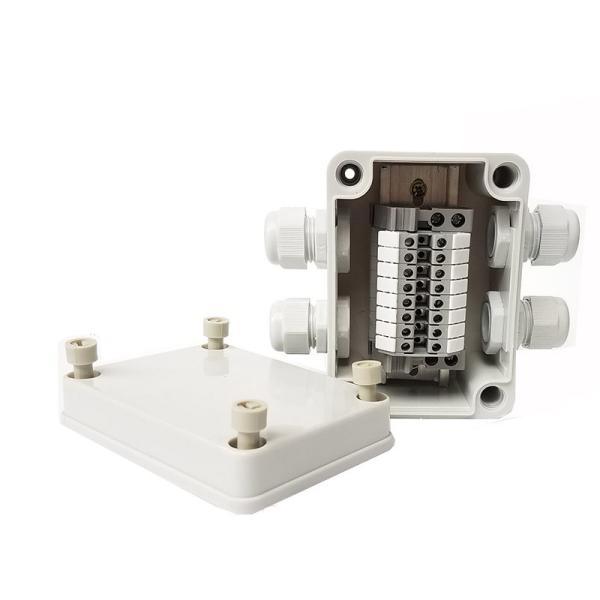Quality 4 Ways IP65 Waterproof Cable Distribution Junction Box with UK2.5B Terminal Blocks 80*110*70mm for sale