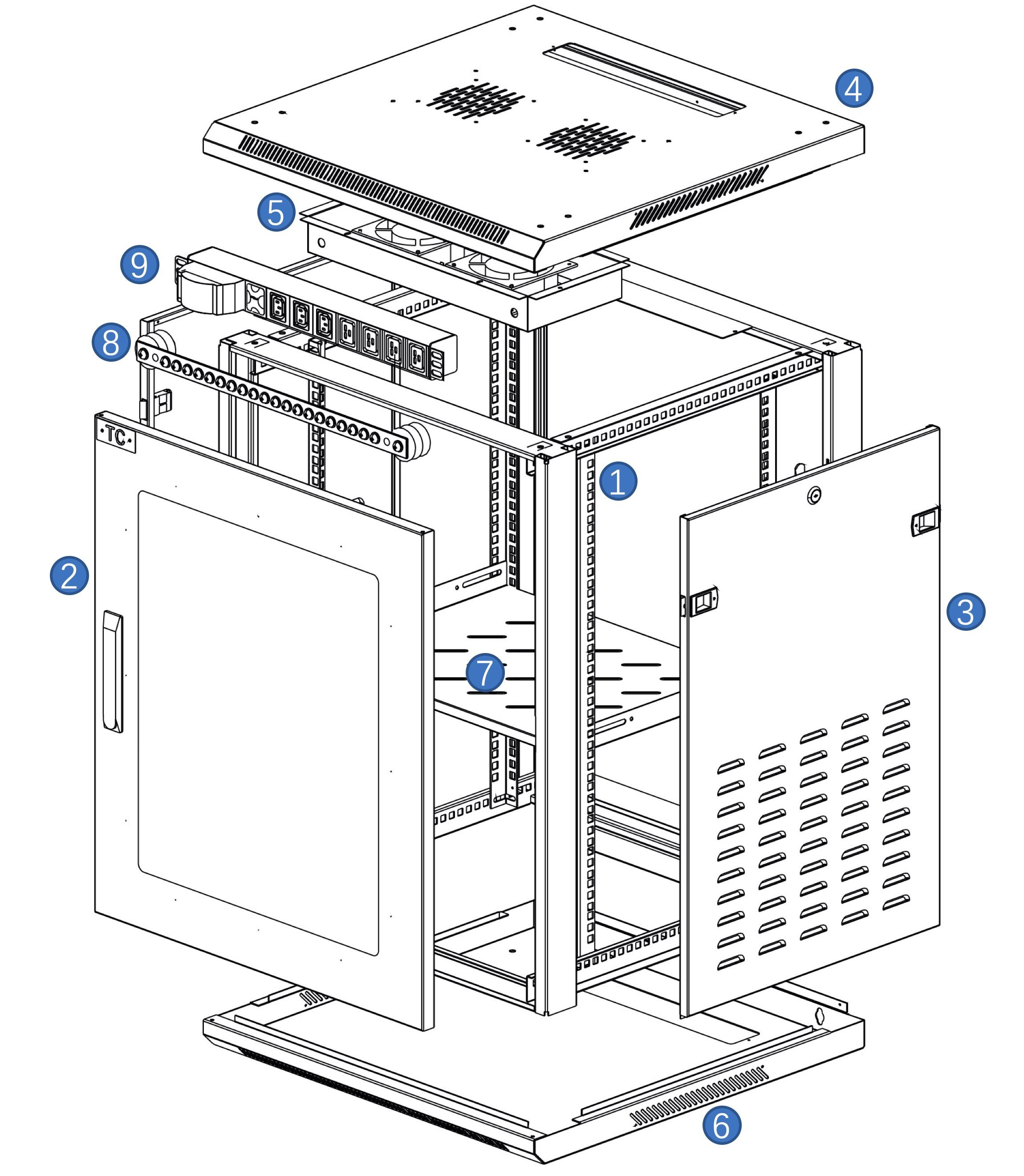 27U Wall-Mounted Network Rack Cabinet Structure Diagram