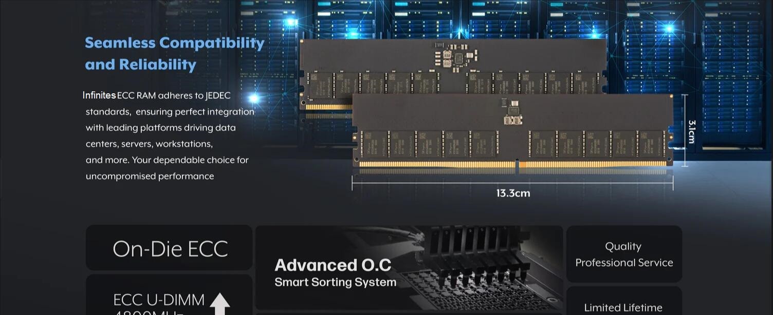 DDR5 U-DIMM Desktop Memory Module 5200MHz 32GB 133.35mm Width