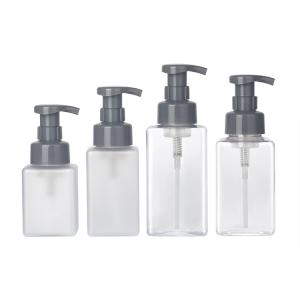 High quality PETG transparent square bottle with lotion foam pump for shampoo