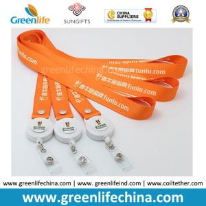 Polyester Custom Orange Personalized Badge Reel Lanyards for Name Card Fastenering