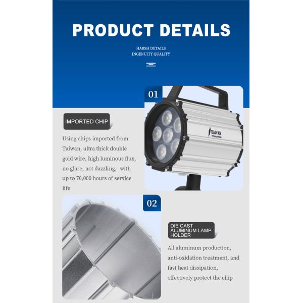 IP65 LED CNC Machine Work Light 270° Adjustable Aluminum Arm Lamp For Machining Center Engraving Machine