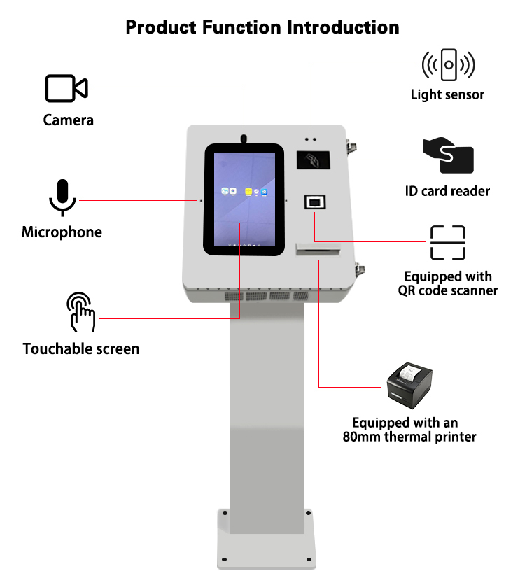 15.6 Inch Vertical Outdoor Order Payment Machine Waterproof IP65 Self Service Machine High Brightness Outdoor Payment Terminals