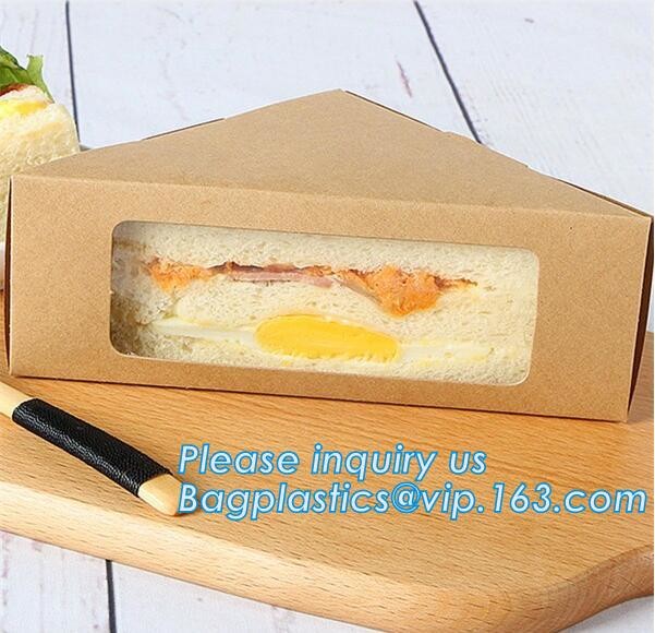 kraft paper sandwich box with window ,triangle sandwich box for packaging,Cardboard Box With Clear Window Burger Sandwic