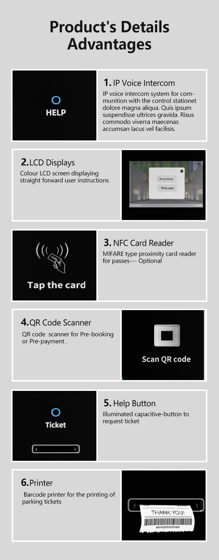 Android Parking Terminal with 10.1-inch LCD Display and Customizable Color/Logo