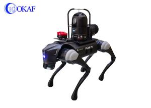China OKAF Airport subway high speed rail biomimentic quadruped robot dog AI face recognition patrol security robot dog wholesale