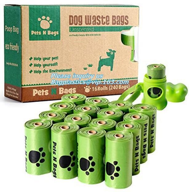 Disposable PE dog poop bag with printing, Pet Compostable disposable biodegradable plastic garbage bag