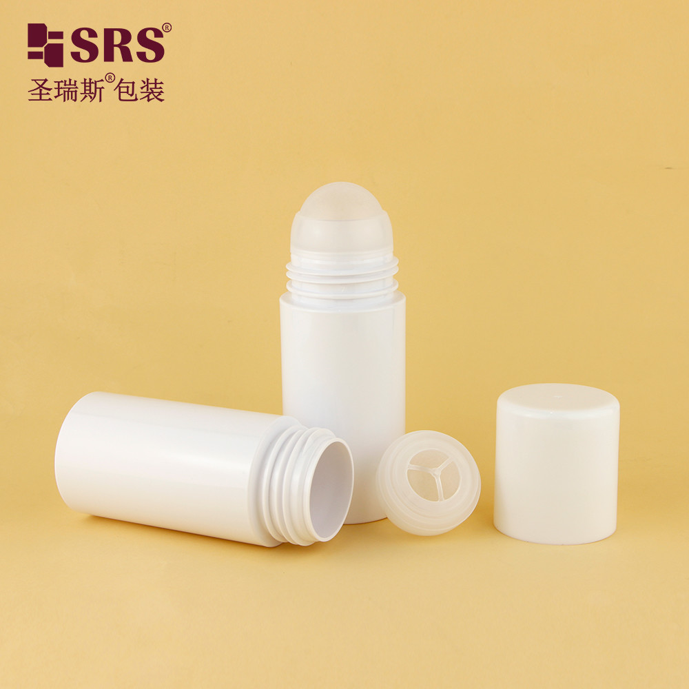 PET43 130ML 170ML Big Capacity PET Plastic Customize Color Round PCR Recycled Roll On Bottle For Deodorant Gel