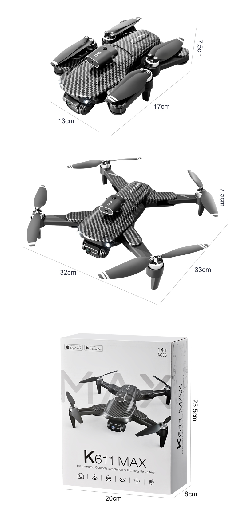K611 Max 4k Dual Camera Drone Wide Angle Obstacle Avoidance Battery Type lipo battery Optical Flow Hovering Fpv Drone