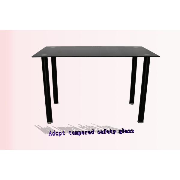 Rectangular 4 Round Legs Odm 8mm Tempered Glass Top Dining Table