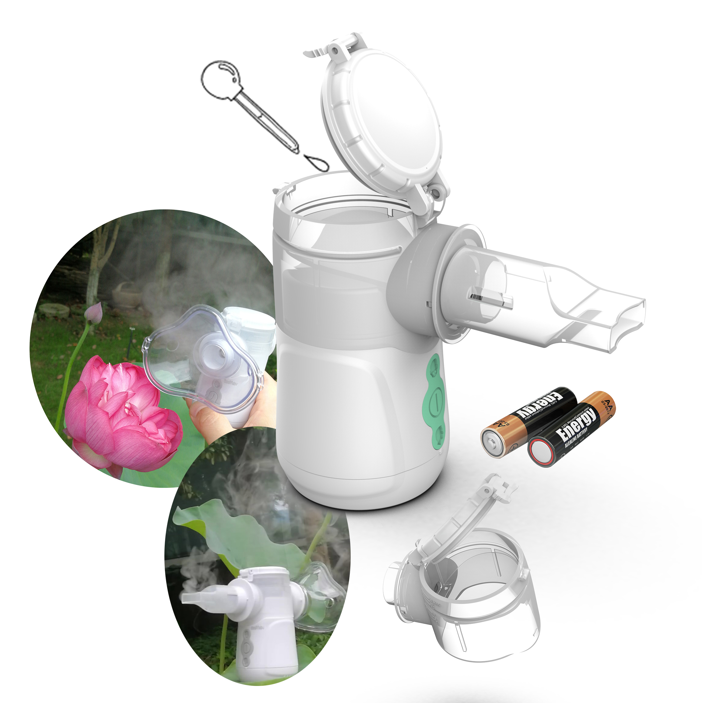 Cough Cold Pediatric Portable Nebulizer With Vibrating Mask Portable Nozzle