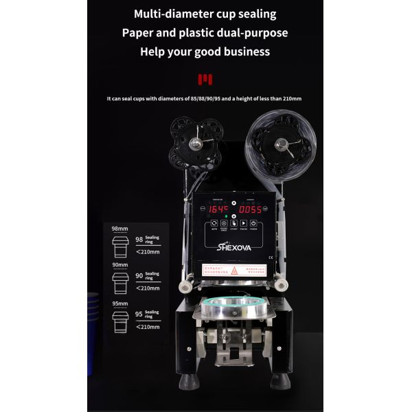 90/95Mm Easy To Operate Plastic Cup Sealing Machine For Bubble Milk Tea