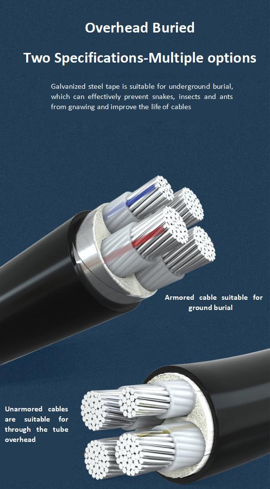Qualified Utility Cu (Al) Conductor PVC Insulated PVC Sheathed Steel Tape Armoured Cable VV22 Vlv22