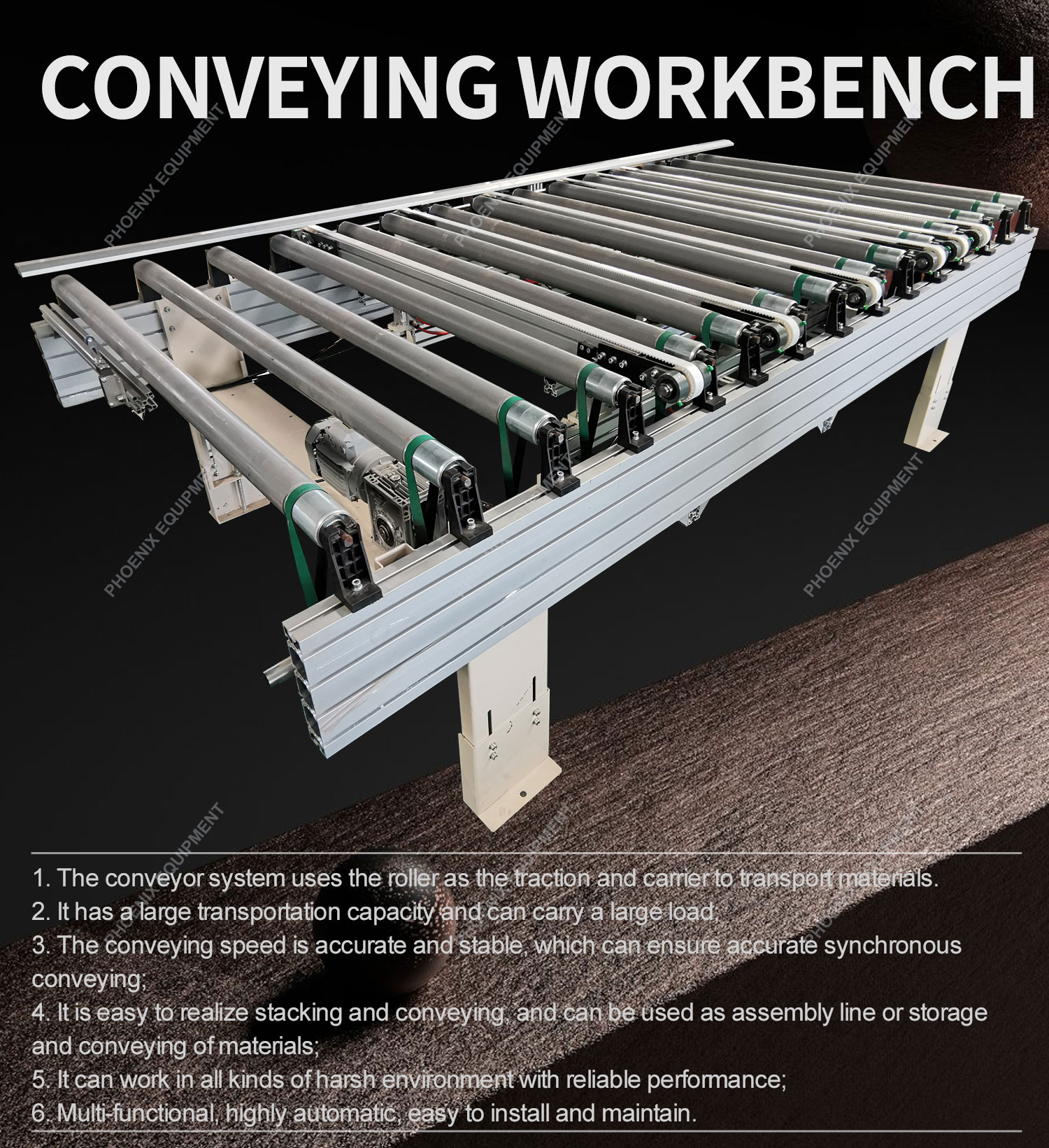 Multi Roller Conveyor for Wooden Door Assembly Line Easy to Operate Length 3000mm