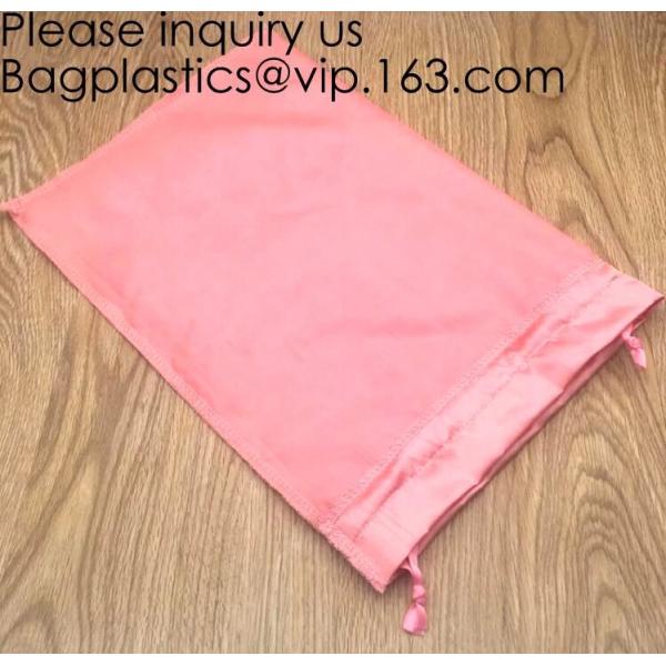 Gold Blue White Satin Packaging Bag For Towel,White Satin Bag With Gold Printing,Silk Packaging Bags For Clothing Indust