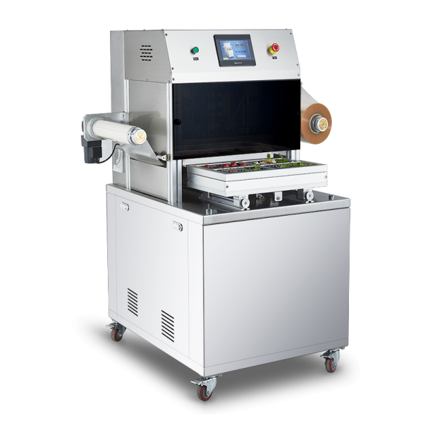 Fully Automatic Modified Atmosphere Tray Sealer DQ370L-E with Food Grade 304 Stainless Steel and 6061 Anodized Aluminum Mold