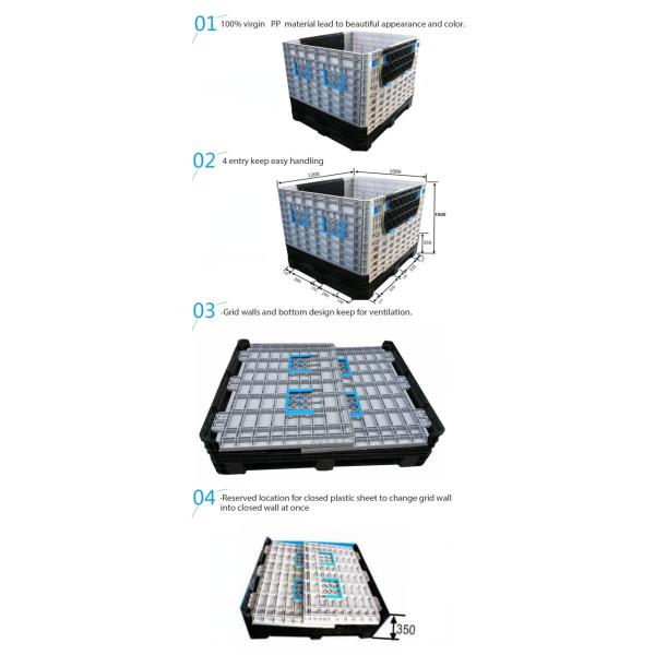 HDPE material box plastic pallet box storage autoparts bins container plastic heavy duty container
