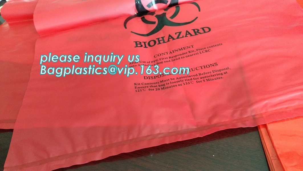 LDPE biohazard waste bin bags disposable medical autoclave bags, biohazard specimen bag plastic adhesive flat bag, bagea