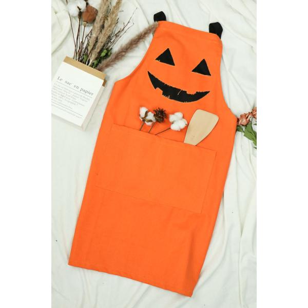 Halloween Design Kitchen Cooking Apron With Two Long Cross Straps And Front Pockets