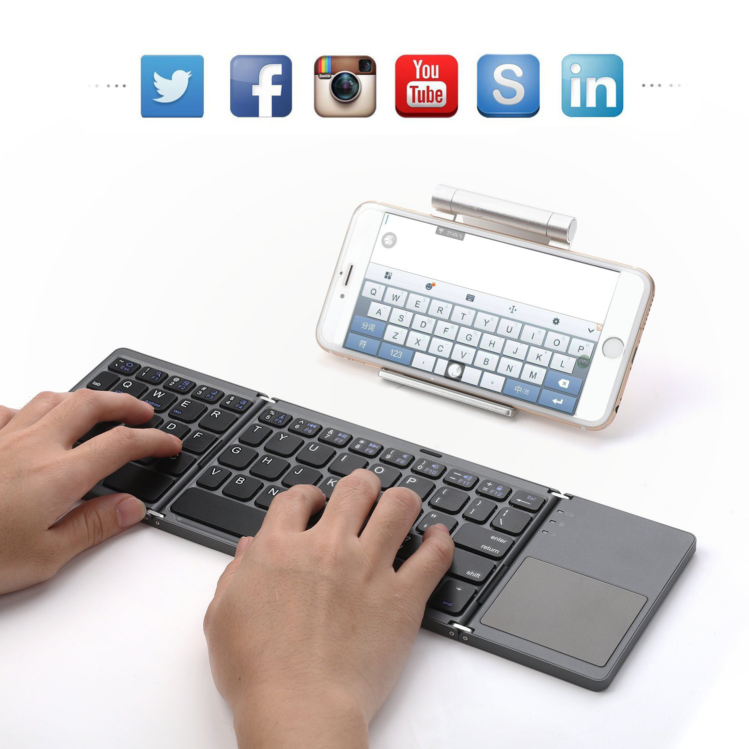 3 Level Foldable Bluetooth Touchpad Keyboard for ipad ios 13.0 Android Windows Folding keyboard