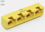 1 X 4 Ports Ee Rj45 Multiple Port Connectors / Right Angle Plug And Play RJ45