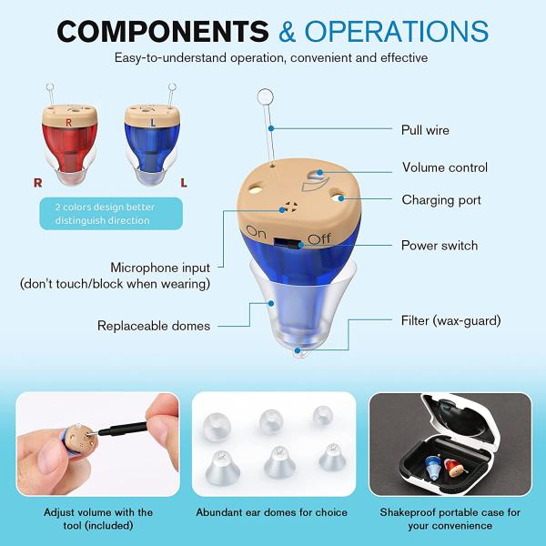 Beige Invisible Waterproof Hearing Aid Mini Micro Hearing Amplifier