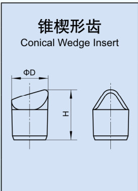High Purity Tungsten Carbide Buttons Conical Wedge Insert For Mining Tools