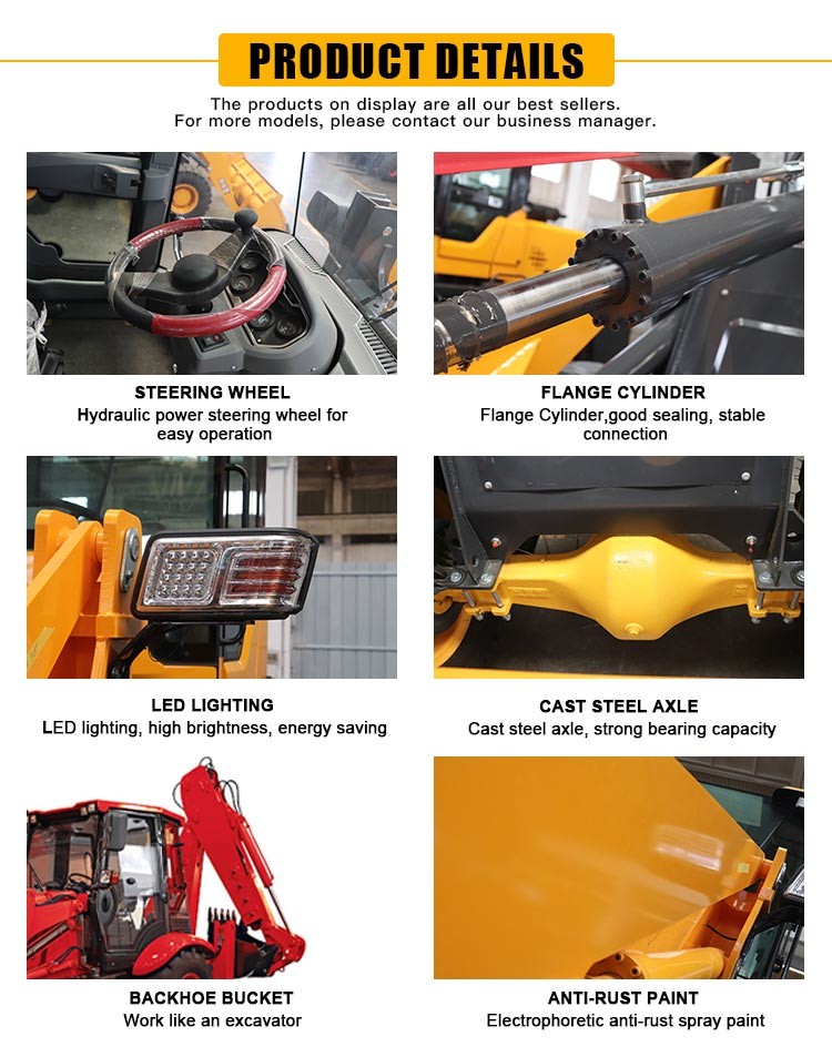 2500kg Towable Backhoe Loader Machine With 4 In 1 Bucket
