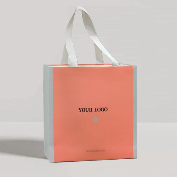 Offset Printing Handmade Paper Shopping Bags With Ribbon Closure