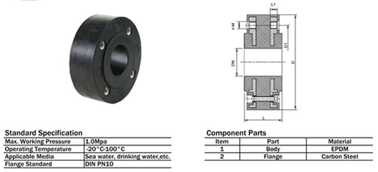 Black Rubber Metal Pipe Connector Rubber Flexible Joint For Heating Engineering