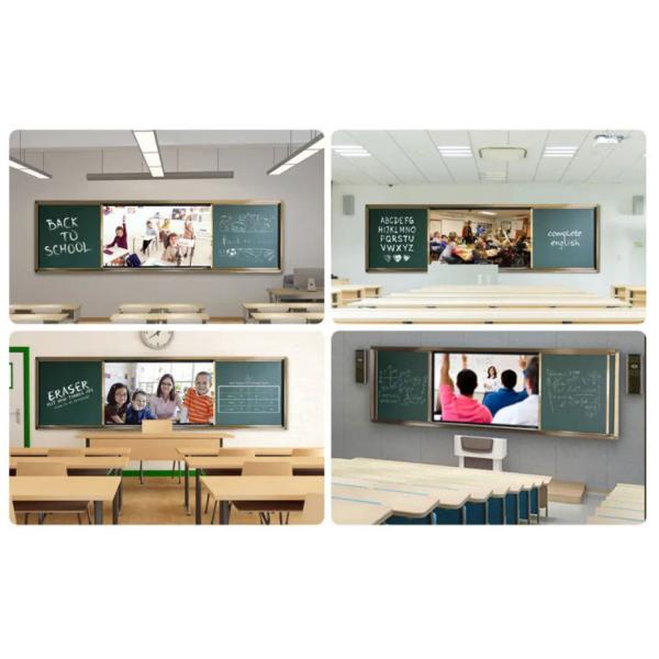 Push pull digital chalk board in classroom education setting