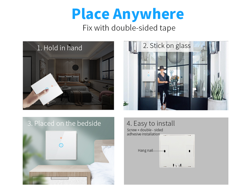 RF433 Wireless Remote Control Switch Crystal Glass Panel Touch Switch with 10A breaker refit old version circuit