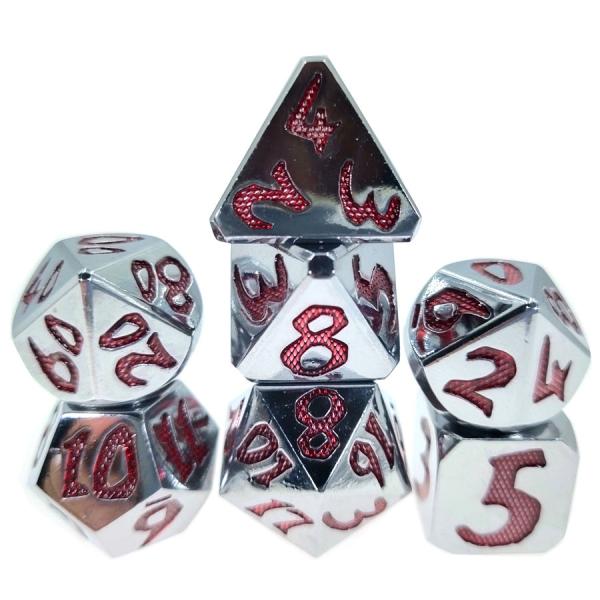 sliver red Odorless Lightweight Multi Function Polyhedron Dice Dice Set Sturdy 7
