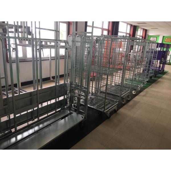 Mild Steel Roll Cage Trolley Warehouse Logistic Storage With Wheels
