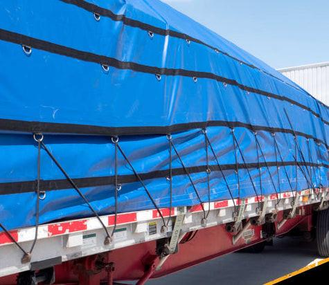 Quality Customized PVC Coated Fabric For Flatbed Blue Steel Tarps for sale