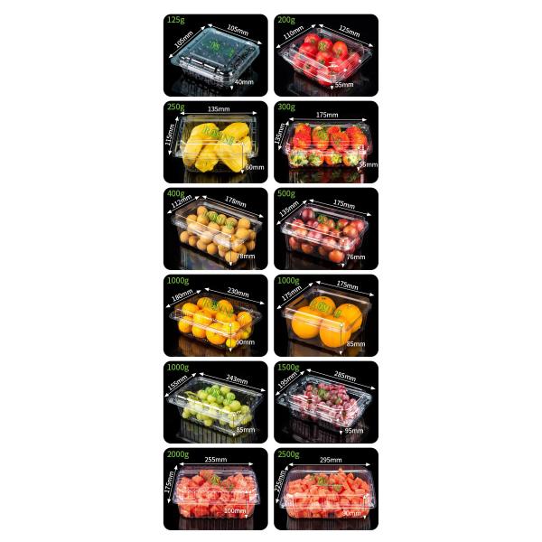 Custom Blister Transparent Reusable Hinged Fruit Clamshell Box Disposable Clear Plastic Container Packing Box For Fruit Salad With Holes