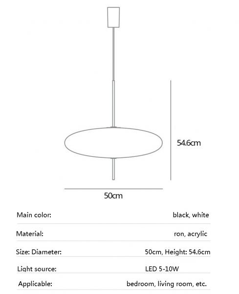 Black And White Flying Saucer Pendant Light Modern Art Bedroom Pendant Lamp(WH-GP-116)