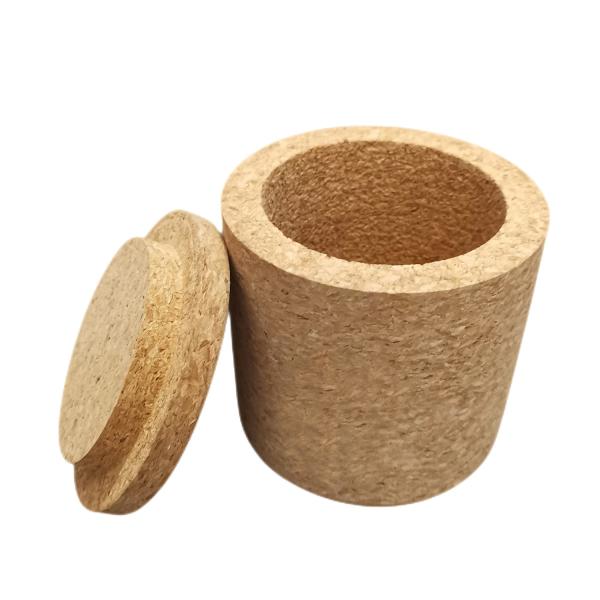 Quality Dia. 8cm Cork Storage Box Cylindrical Round Shaped With Cork Lid for sale